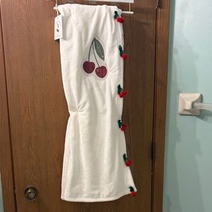 Cerrylicious White Throw Blanket with Cherry Accents.